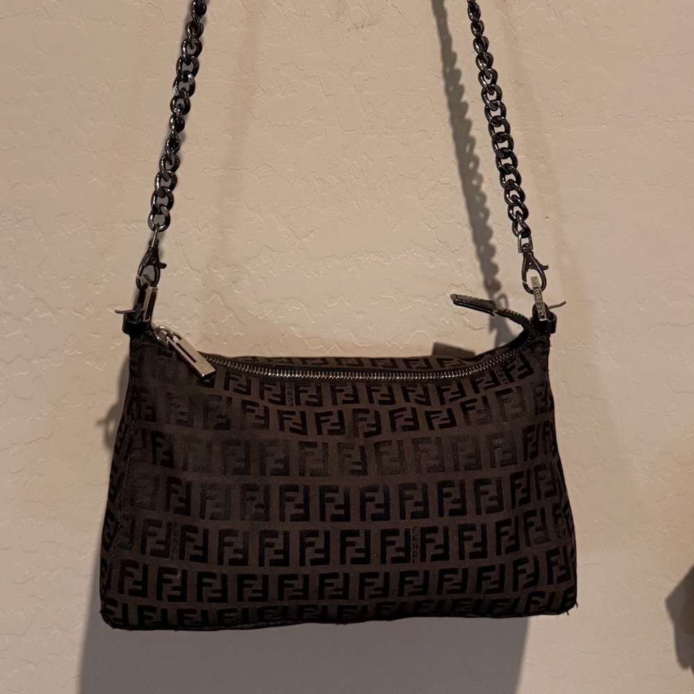Fendi FF Monogram Brown Chain Shoulder Bag - Picture 7 of 11